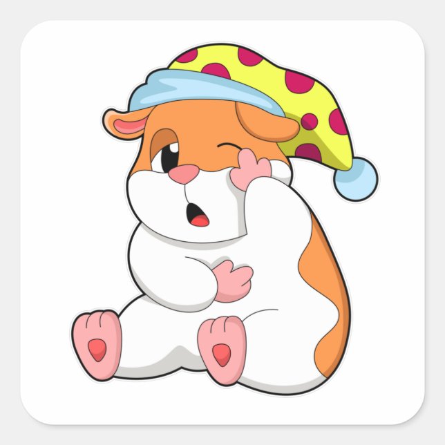 Adesivo Quadrado Hamster dormindo com cabeça fria (Frente)