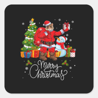 Adesivo Quadrado Hamster Papai noel Natal Família Pajama