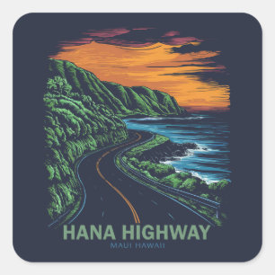 Adesivo Quadrado Hana Highway Maui Hawaii Vista