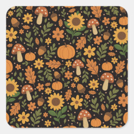 Adesivo Quadrado Hand Drawn Rustic Fall Pattern Sticker