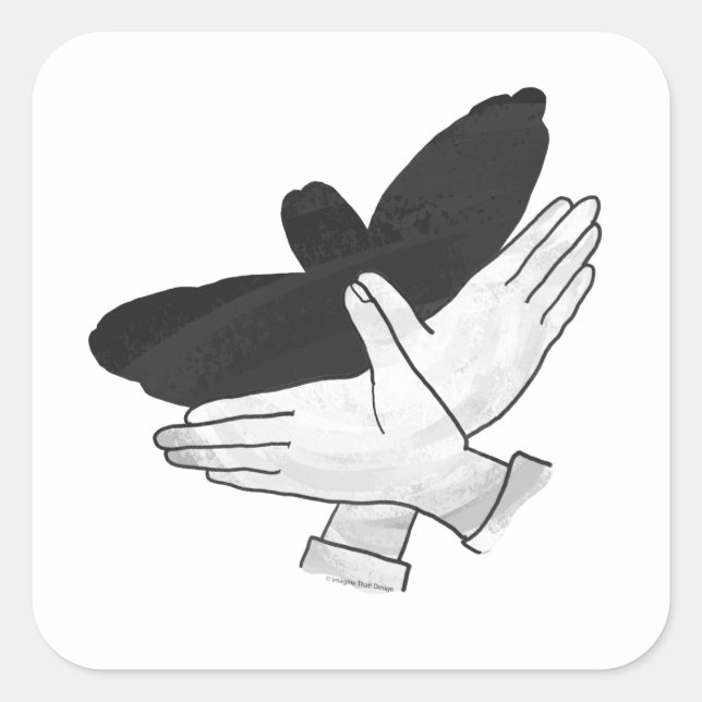 Adesivo Quadrado Hand Silhouette Eagle (Frente)