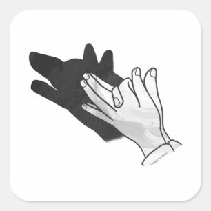 Adesivo Quadrado Hand Silhouette Wolf