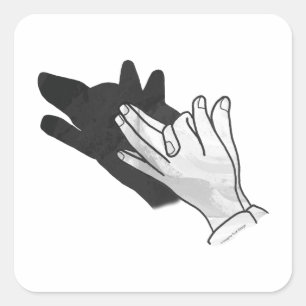 Adesivo Quadrado Hand Silhouette Wolf