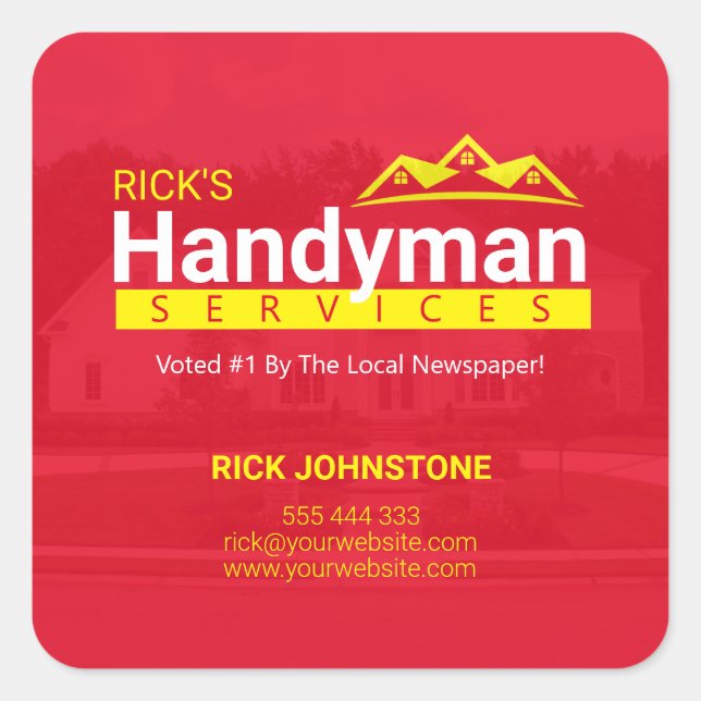 Adesivo Quadrado Handyman Business Stickers - Empresas Domésticas (Frente)