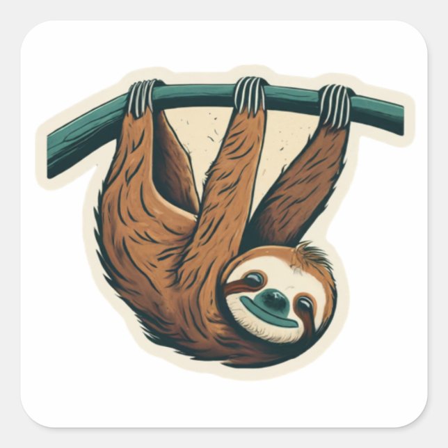 Adesivo Quadrado Hang Loose with the Hangin' Sloth (Frente)