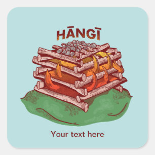 Adesivo Quadrado Hangi Maori Comida Kai