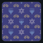 Adesivo Quadrado Hannukah Menorah estrelas sonhos<br><div class="desc">Celebrar Hanukkah</div>