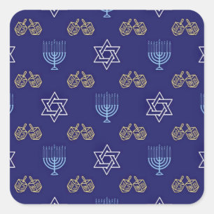 Adesivo Quadrado Hannukah Menorah estrelas sonhos