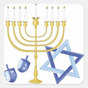 Adesivo Quadrado Hannukah - Símbolos