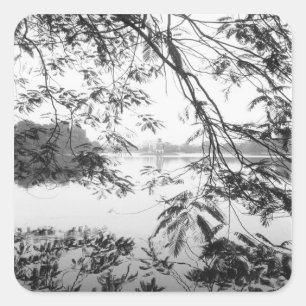 Adesivo Quadrado Hanoi Vietnã, Vista do Lago Hoan Kiem