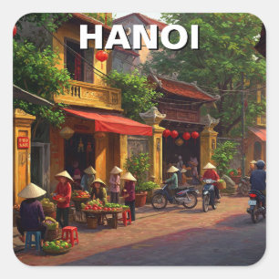 Adesivo Quadrado Hanoi Vietnam Viagem