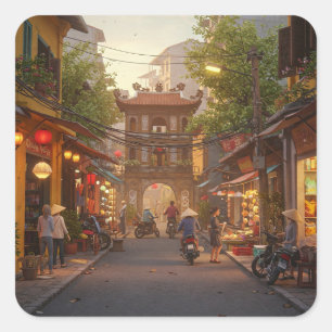 Adesivo Quadrado Hanoi Vietnam Viagem