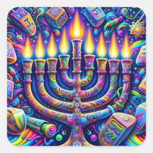 Adesivo Quadrado Hanukkah