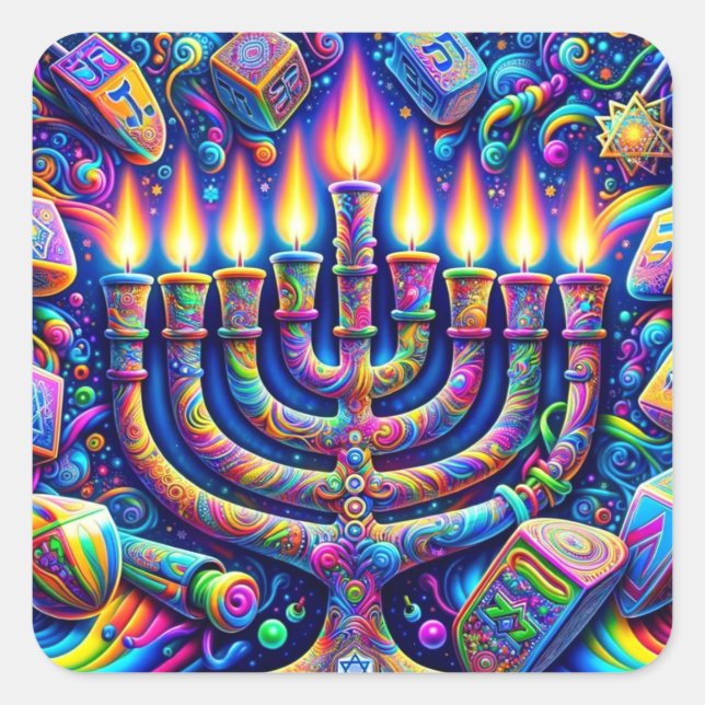 Adesivo Quadrado Hanukkah (Frente)