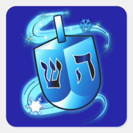 Adesivo Quadrado Hanukkah com Dreidel