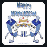 Adesivo Quadrado Hanukkah Dancing Dreidels e Jelly Doughnut<br><div class="desc">Você está vendo The Lee Hiller Designs Collection of Home and Office Decor,  Roupa,  Gifts and Coleções. As Designs incluem Lee Hiller Photoographic e Mixed Media Digital Art Collection. Você pode ver sua fotografia da Nature em http://HikeOurPlanet.com/ e seguir seu blog de caminhada no Hot Primavera National Park.</div>