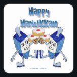 Adesivo Quadrado Hanukkah Dancing Dreidels e Jelly Doughnut<br><div class="desc">Você está vendo a Captura Lee Hiller de Fotografia e Designs de Decoração Doméstica e Escritório, Roupa, Presentes e Coleções. As Designs incluem Lee Hiller Photoographic e Mixed Media Digital Art Collection. Você pode ver sua fotografia da Nature em http://HikeOurPlanet.com/ e seguir seu blog de caminhada no Hot Primavera National...</div>