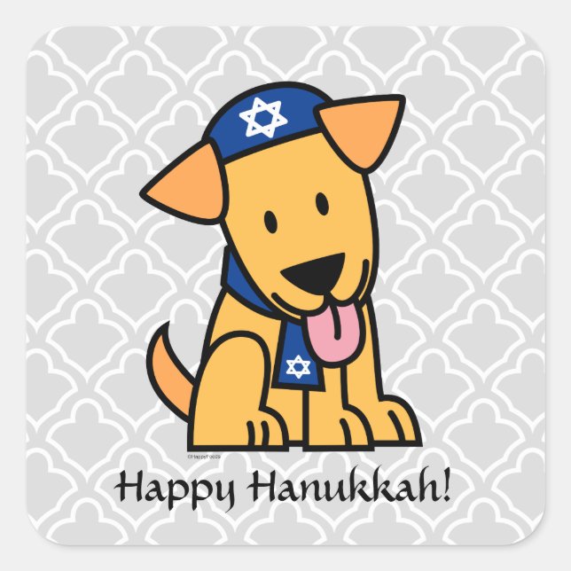 Adesivo Quadrado Hanukkah Jewer Labrador Retriever Puppy Dog (Frente)