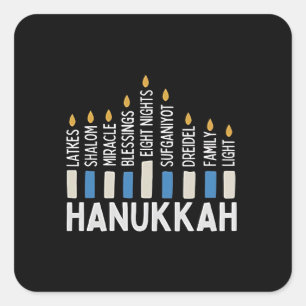 Adesivo Quadrado Hanukkah Jewish Holiday Menorah Jew