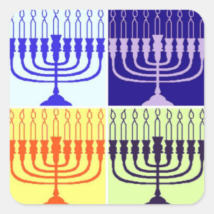 Adesivo Quadrado Hanukkah Menorah