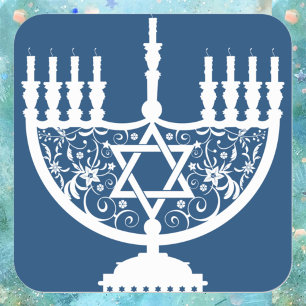 Adesivo Quadrado Hanukkah Menorah