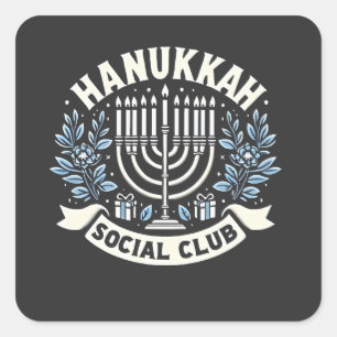 Adesivo Quadrado Hanukkah Social Club Engraçado Judeu Hanukkah