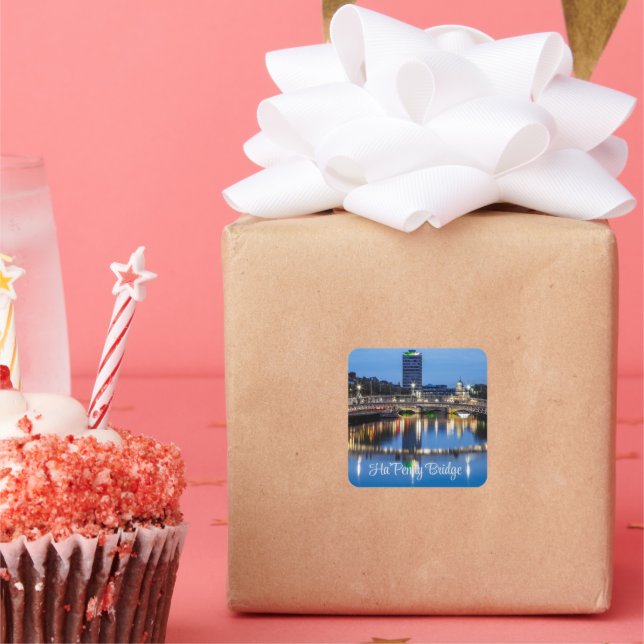 Adesivo Quadrado Ha'Penny Bridge, Dublin, Irlanda (Festa)