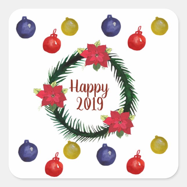 Adesivo Quadrado Happy 2019 Sticker (Frente)