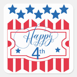 Adesivo Quadrado Happy 4th Stars and Stripes ID138