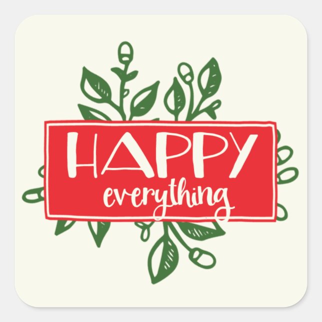 Adesivo Quadrado Happy All Holiday Sticker Labels (Frente)