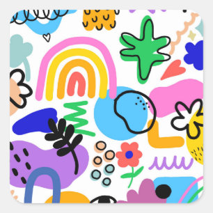 Adesivo Quadrado Happy and colorful abstract designs