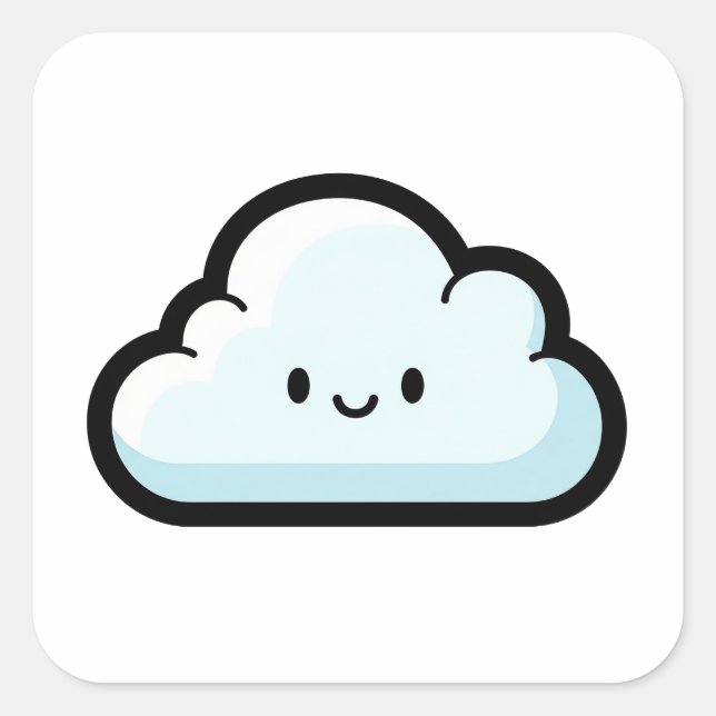 Adesivo Quadrado Happy Cloud – Cute Kawaii Illustration (Frente)