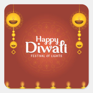 Adesivo Quadrado Happy Diwali