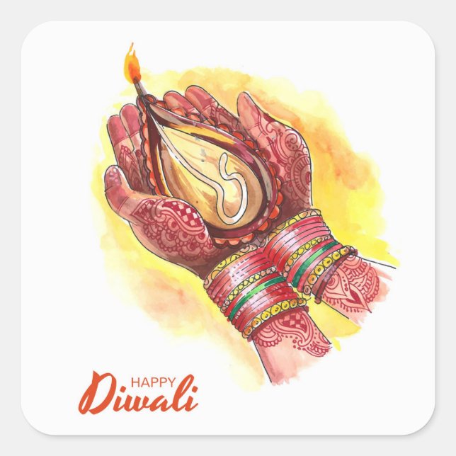 Adesivo Quadrado Happy Diwali (Frente)