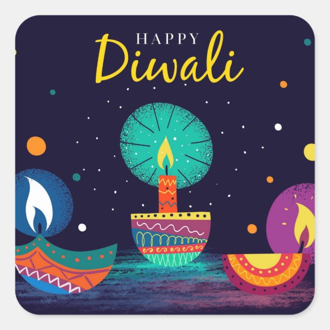 Adesivo Quadrado Happy Diwali Square Sticker (Frente)