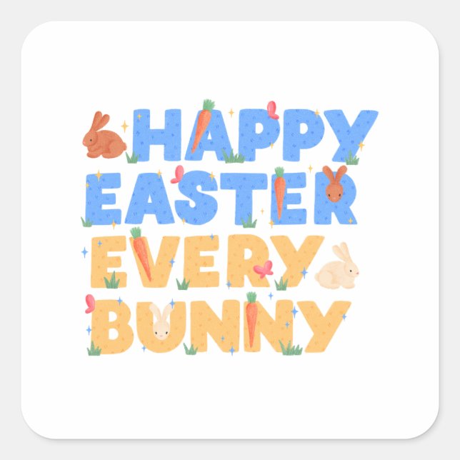 Adesivo Quadrado Happy Easter (Frente)