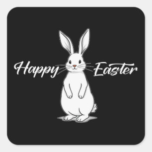 Adesivo Quadrado Happy Easter – Minimal Bunny - Autocolante