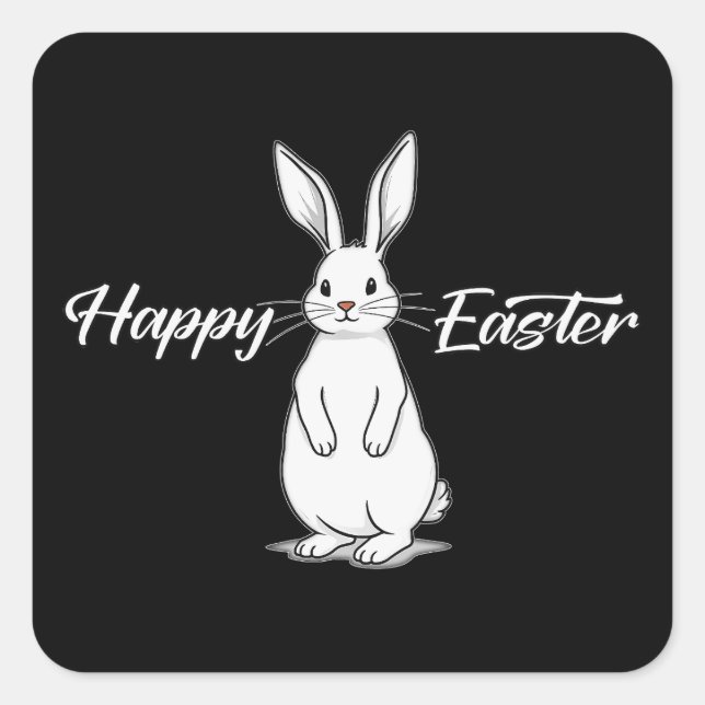 Adesivo Quadrado Happy Easter – Minimal Bunny - Autocolante (Frente)