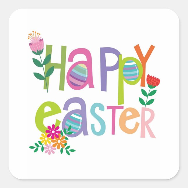 Adesivo Quadrado Happy Easter Sticker (Happy Easter Holiday Stickers!)