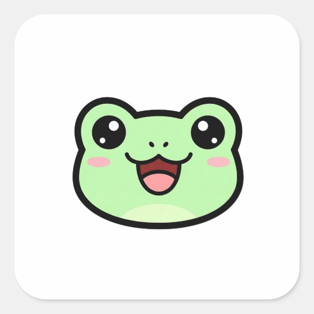 Adesivo Quadrado Happy Frog – Cute Kawaii Illustration (Frente)