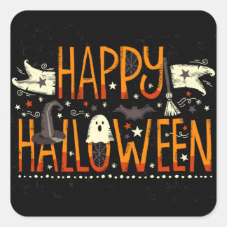 Adesivo Quadrado Happy Halloween