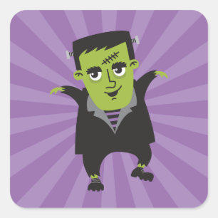 Adesivo Quadrado Happy Halloween Frankenstein Sticker
