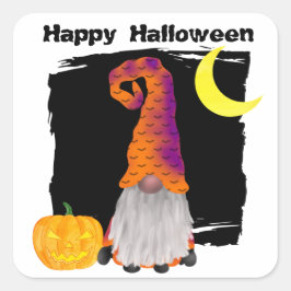 Adesivo Quadrado Happy Halloween Gnome Wizard