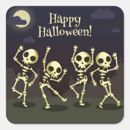 Adesivo Quadrado Happy Halloween - Happy Skeletons