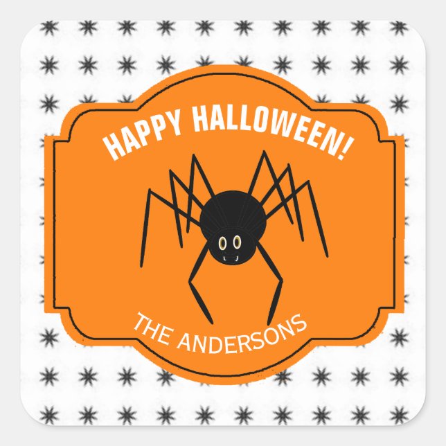 Adesivo Quadrado Happy Halloween Spider ID215 (Frente)