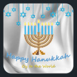 Adesivo Quadrado Happy Hanukkah<br><div class="desc">Oy to the World</div>