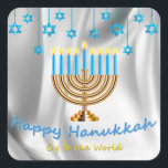 Adesivo Quadrado Happy Hanukkah<br><div class="desc">Oy to the World</div>