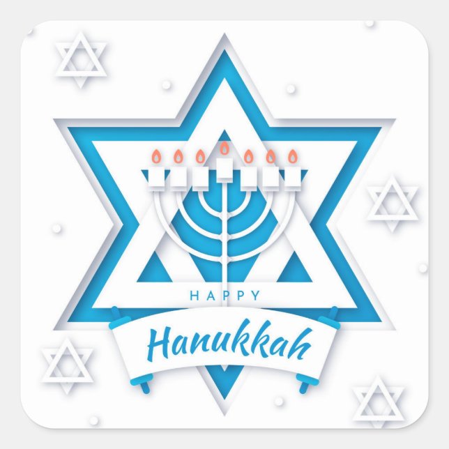 Adesivo Quadrado Happy Hanukkah (Frente)