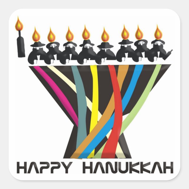 Adesivo Quadrado Happy Hanukkah (Frente)