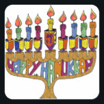 Adesivo Quadrado Happy Hanukkah Dreidels Menorah<br><div class="desc">Você está vendo a coleção de Design Lee Hiller. Roupa,  Ofertas e Coleções Lee Hiller Fotografia ou Coleção de Arte Digital. Você pode ver sua fotografia da Nature em http://HikeOurPlanet.com/ e seguir seu blog de caminhada no Hot Primavera National Park.</div>